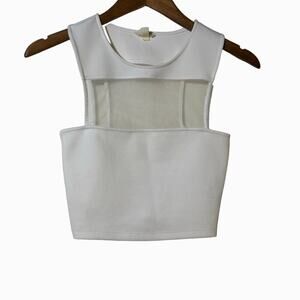 Silence Noise Womens White Crop Top Modern Casual Tee Mesh Party Size Small